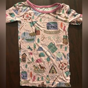 Little Sleepies Pink Camp Print Short Sleeve Top 3T Top Only